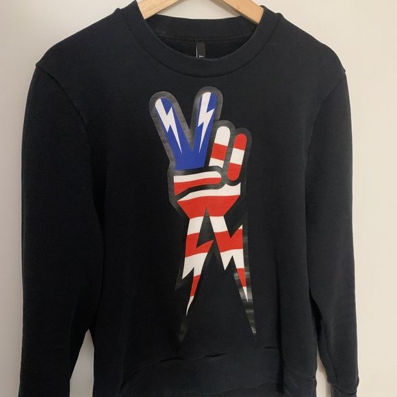 Neil Barrett Lightning Bolt Peace Sign Sweatshirt - Picture 1 of 6